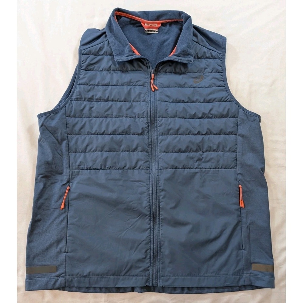 Asics Performance Quilted Vest Sleeveless Full Zip Insulated Men's XL Slate Blue